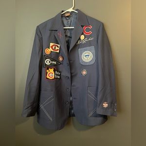 RARE- Red X Jacket Chicago Cubs Blue MLB Large